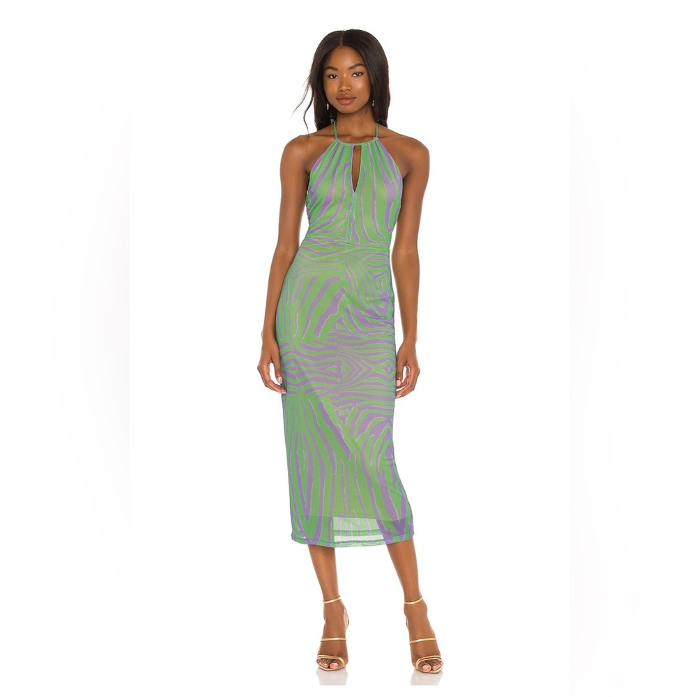 AFRM Zebra Dress (Green/Purple)